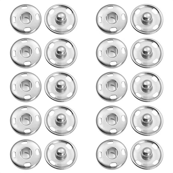 10 Sets Sew-on Snap Buttons, 15 mm Metal Invisible Press Studs Buttons, Brass Sewing Snap Fasteners for Fabric Clothing DIY Crafts