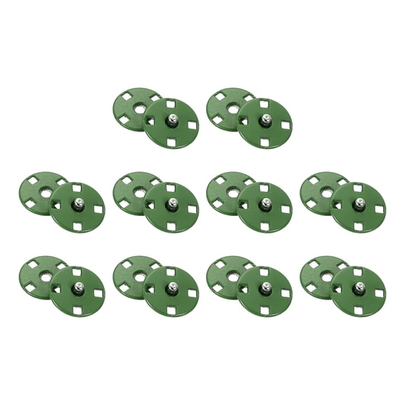 10 Sets Sewing Snap Buttons, 12mm Invisible Press Studs Buttons Sew-on Metal Snap Fasteners Zinc Alloy, Dark Green