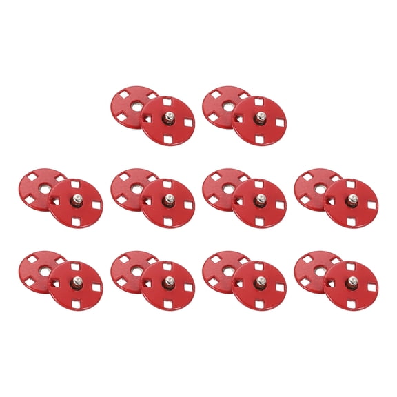 10 Sets Sewing Snap Buttons, 12mm Invisible Press Studs Buttons Sew-on Metal Snap Fasteners Zinc Alloy, Red