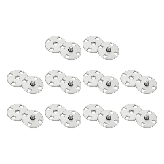 10 Sets Sewing Snap Buttons, 12mm Invisible Press Studs Buttons Sew-on Metal Snap Fasteners Zinc Alloy, Silver