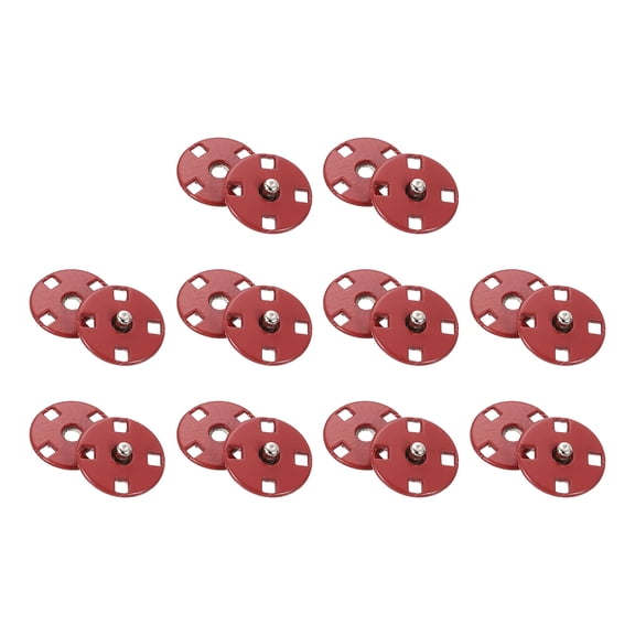 10 Sets Sewing Snap Buttons, 12mm Invisible Press Studs Buttons Sew-on Metal Snap Fasteners Zinc Alloy, Wine Red