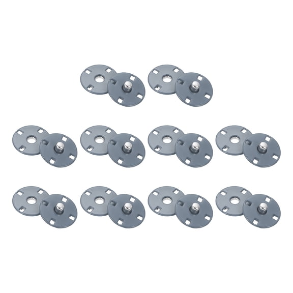 10 Sets Sewing Snap Buttons, 15mm Invisible Press Studs Buttons Sew-on Metal Snap Fasteners Zinc Alloy, Gray