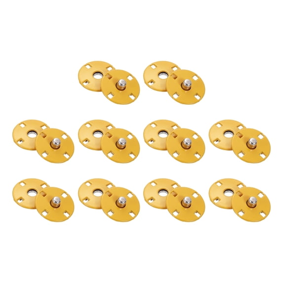 10 Sets Sewing Snap Buttons, 15mm Invisible Press Studs Buttons Sew-on Metal Snap Fasteners Zinc Alloy, Yellow
