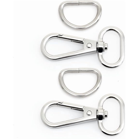 10 Sets Silver Snap Hooks Lobster Clasp Swivel Push Gate Fashion Clips with D Rings Craft FSD1 (3/4 Inch)