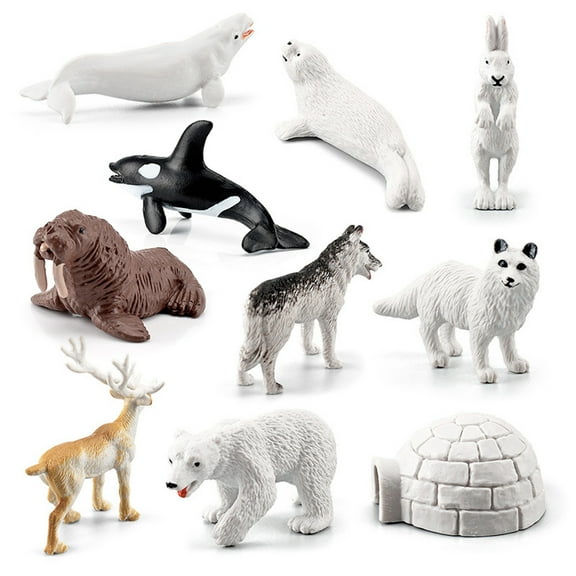 10 Sets Small Simulation Winter Scene Decoration Model Miniature Animal Figurines For Kids Educational Play Toy Collection Winter Themed Display For Home Shelf Decor Diy Scene