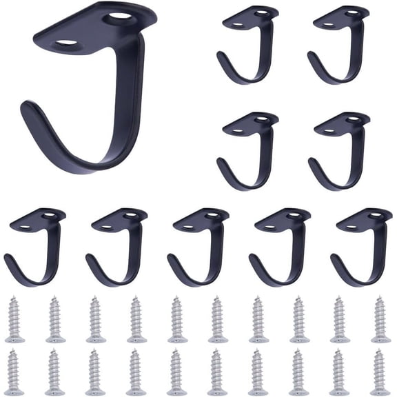 10 Sets Stainless Steel Screw Mounted Ceiling Hooks Black Metal Plant Bracket Iron Lanterns for Hangers Hanging Lights Plants Mugs Ceiling Fan Project Screen Outdoor Decoration Metal Black