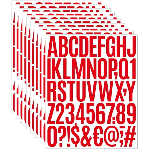 10 Sets Vinyl Letter Stickers,2 inch Self Adhesive Alphabet Numbers Stickers Waterproof Mailbox Numbers Sticker Letters for Mailbox,Window,Door,Signs,Cars,Boats (Red, 2 inch)