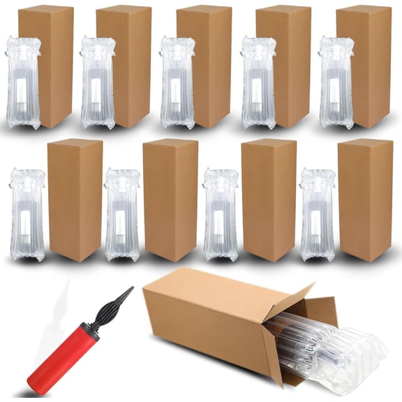 10 Sets Wine Shipping Box,Include 10 Moving Boxes and 10 Wine Bottle Protector Bags with 1 Reusable Air Pump$$Home Decor, Kitchen, & Other