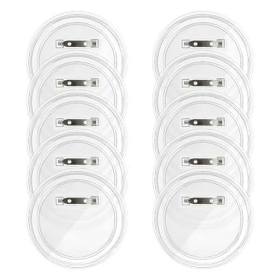 10 Sets of Button Making Blank Buttons Transparent Pins with Pin Back Parts for DIY Badges