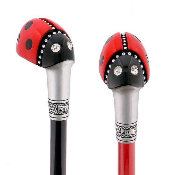 Carbon Fiber Lola Ladybug Signature Walking Stick Lightweight & Stylish for Men and Women Interchangeable Shafts in 8 Vibrant Colors
