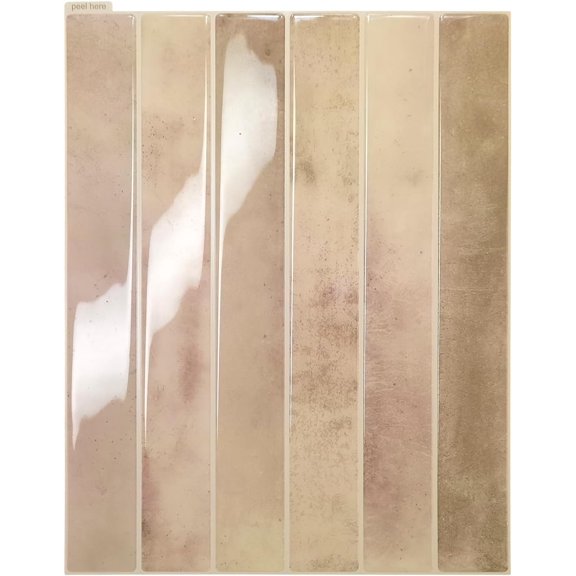 10 Sheet with Beige 9 * 11.4 in backsplash Tiles Peel Stick for Kitchen Bathroom RV Fireplace Decor, Thick Design Glossy wall Tile Stickers Stick Tiles backsplash