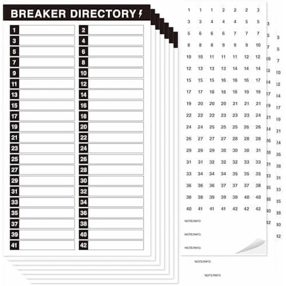 10 Sheet Breaker Panel Labels & 7 Breaker Catalog Stickers, Waterproof Durable Self-Adhesive Electrical Stickers (Black)