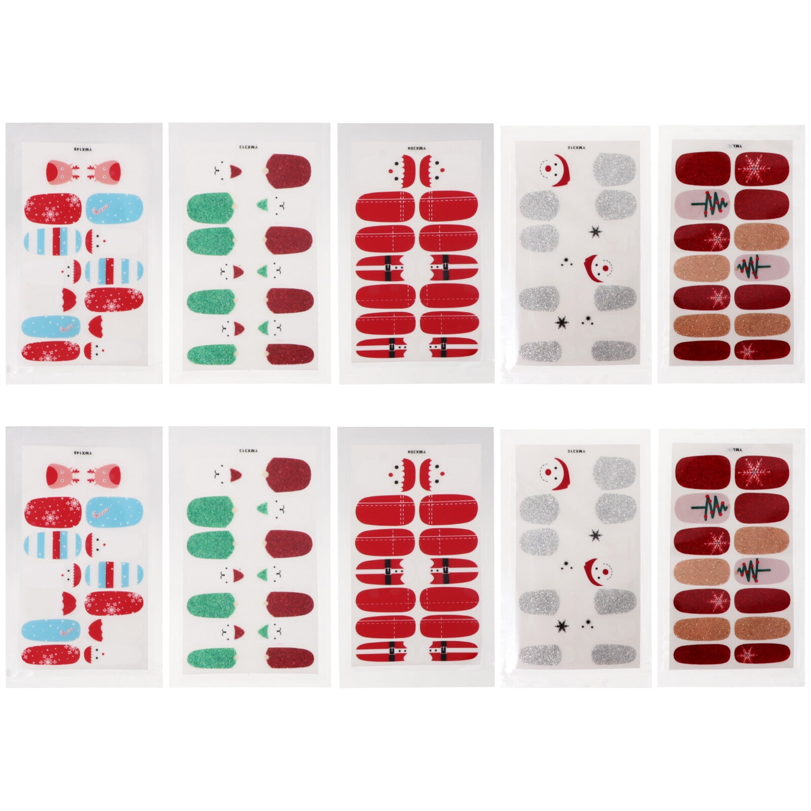 10 Sheet Christmas Nail Wraps Decals Adhesive Sticker Fingernail DIY