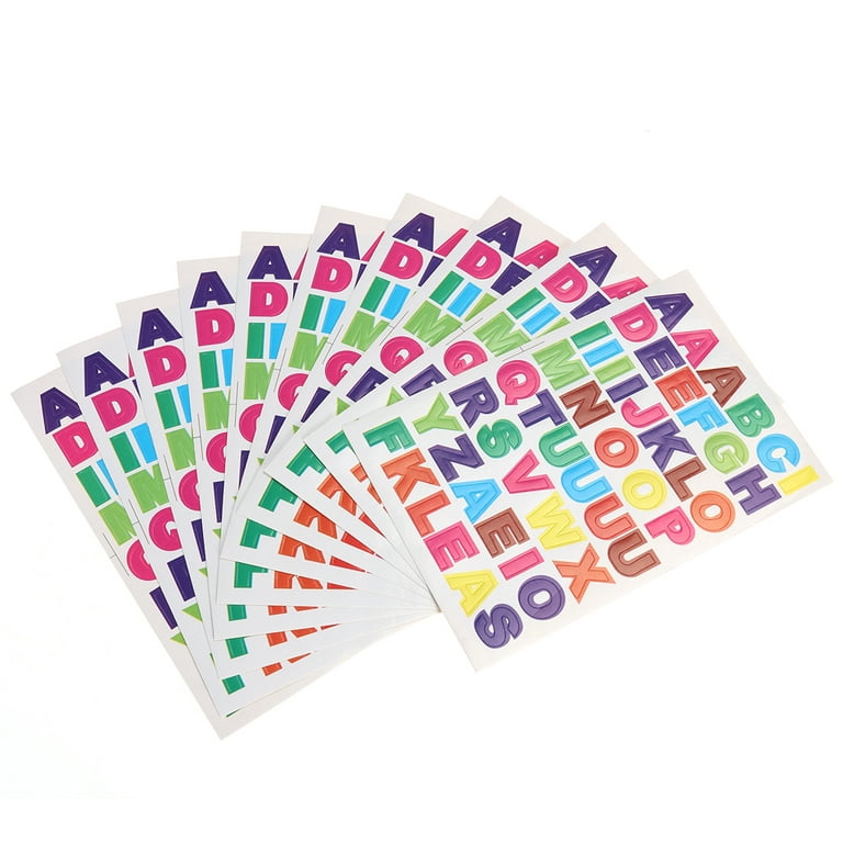  10 Sheet Colorful Letter Stickers, Vinyl Letter