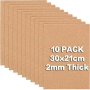 10 Sheet Cork Sheets Plain for DIY Craft Kitchen Pads BurlyWood 29.7x21x0.2cm