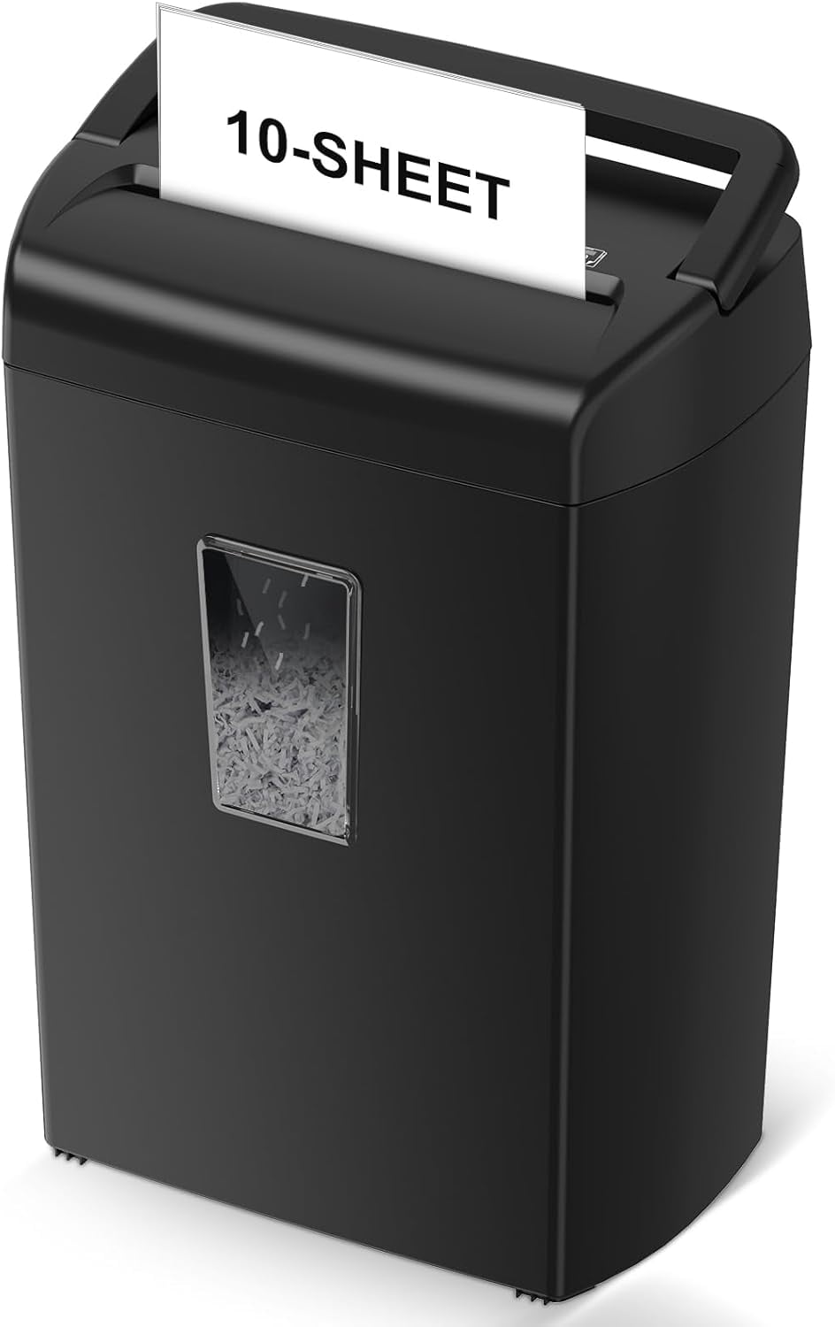 10-Sheet Cross Cut Paper Shredder with 5.5 Gal Bin & Transparent Window – Heavy Duty for Home Office, Safely Destroys Credit Cards, Staples & Paper Clips