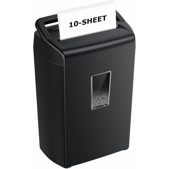 10-Sheet Cross Cut Paper Shredder, 5.5 Gal Home Office Heavy Duty Shredder for Credit Card, Staple, Clip with Transparent Window(C209-D)