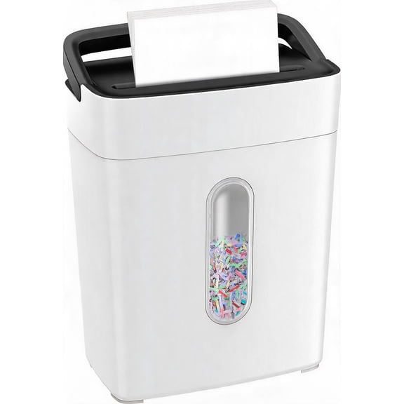 10-Sheet Cross Cut Paper Shredder P-4 Security Portable Handle 4 Gallon Bin Credit Card Compatible White