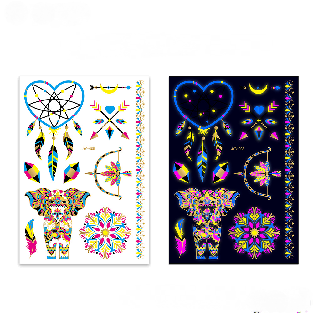 10 Sheet Glow in The Dark Temporary Tattoos,Styles Aldult Fluorescence