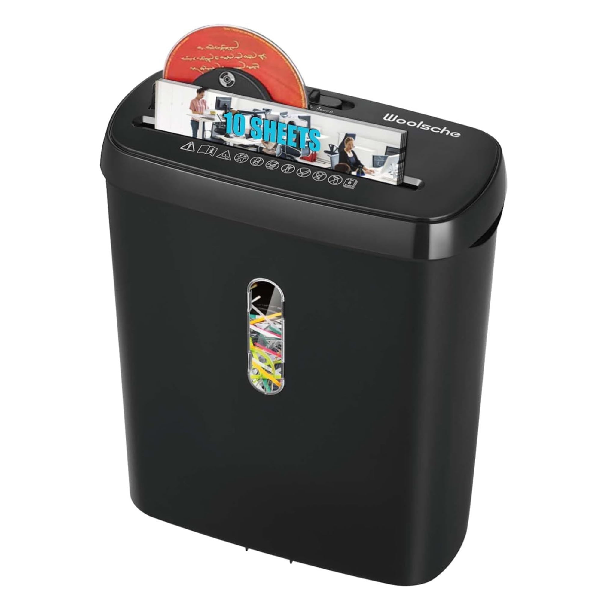 10-Sheet Home Office Paper Shredder, Strip Cut, CD/Credit Card, Jam-Proof, P-2 Security, ETL Certified