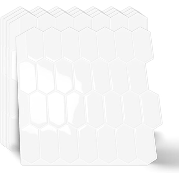 10-Sheet Long Hexagon Peel and Stick Kitchen Backsplash Tiles