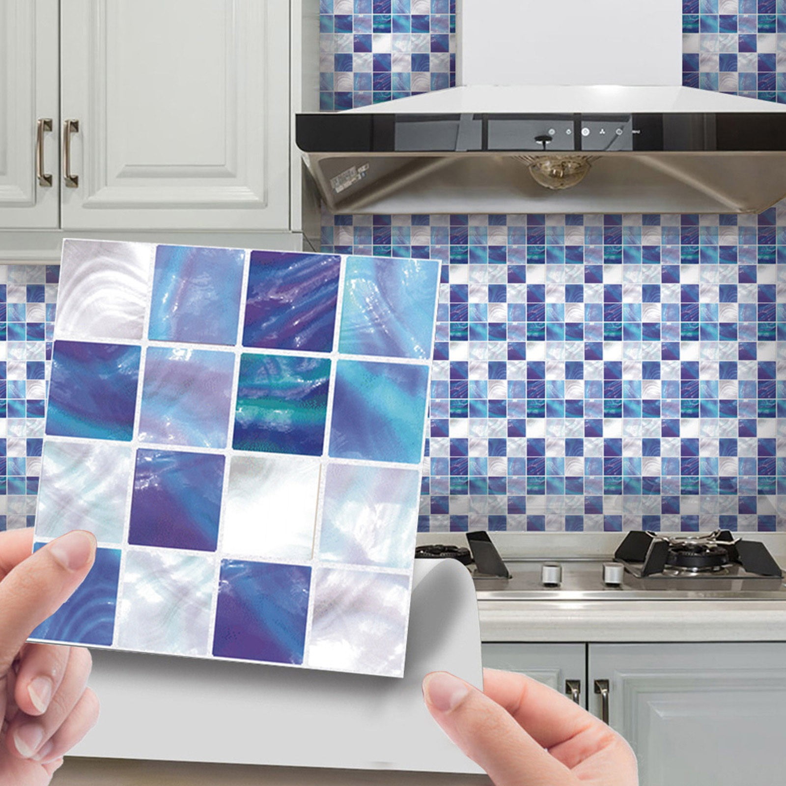 10 Sheet Peel and Stick Backsplash Mosaic Marble Backsplash Tile for Kitchen Self Adhesive Peel and Stick Wall Tiles for Bathroom Shower Furniture Camper 4"x4"
