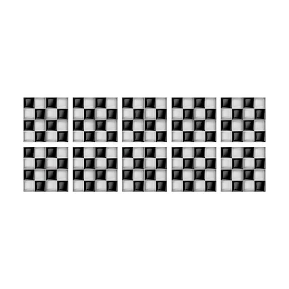 10 Sheet Peel and Stick Backsplash Self Adhesive Mosaic Tile Sticker for Kitchen Black and White Waterproof Peel and Stick Wall Tiles for Bathroom Fireplace Laundry Room 4"x4"