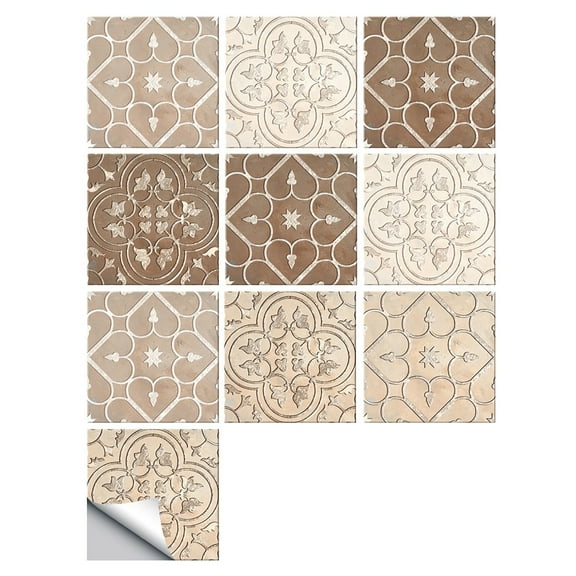 10 Sheet Peel and Stick Backsplash Self Adhesive Peel and Stick Tile Backsplash for Kitchen Arabesque Wall Backsplash Tile for Bathroom Shower Furniture Camper 4"x4"