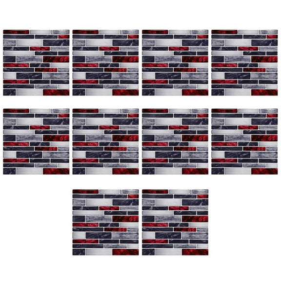 10 Sheet Peel and Stick Backsplash Subway Peel and Stick Wall Tiles Self Adhesive Backsplash Tile for Kitchen Marble Peel and Stick Backsplash Tiles for Kitchen Bathroom 4"x4" Red