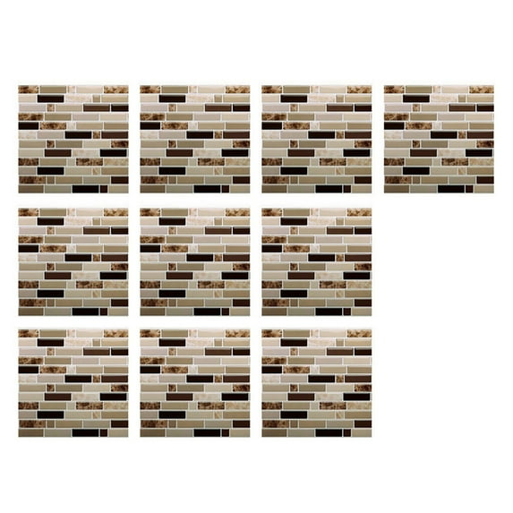 10-Sheet Peel and Stick Backsplash Tiles, Premium Self-Adhesive Kitchen Backsplash Tiles in Marble, Self Adhesive Kitchen Backsplash in Crystal, Multicolor, 3.94x3.94"