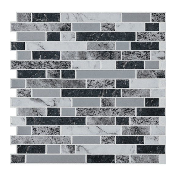 10-Sheet Peel and Stick Backsplash, 12" x 12" 3D Self Adhesive Faux Stone Marble Wall Tiles for Kitchen Bathroom (Blue)