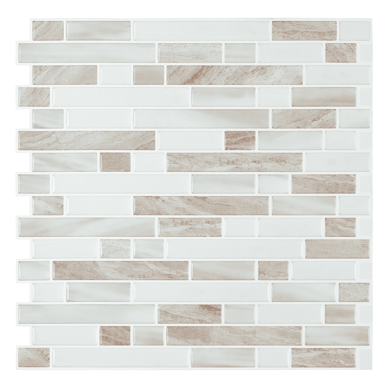 10-Sheet Peel and Stick Backsplash, 12" x 12" 3D Self Adhesive Faux Stone Marble Wall Tiles for Kitchen Bathroom (Creamy White)