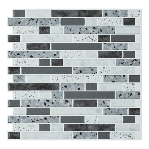10-Sheet Peel and Stick Backsplash, 12" x 12" 3D Self Adhesive Faux Stone Marble Wall Tiles for Kitchen Bathroom (Grey)