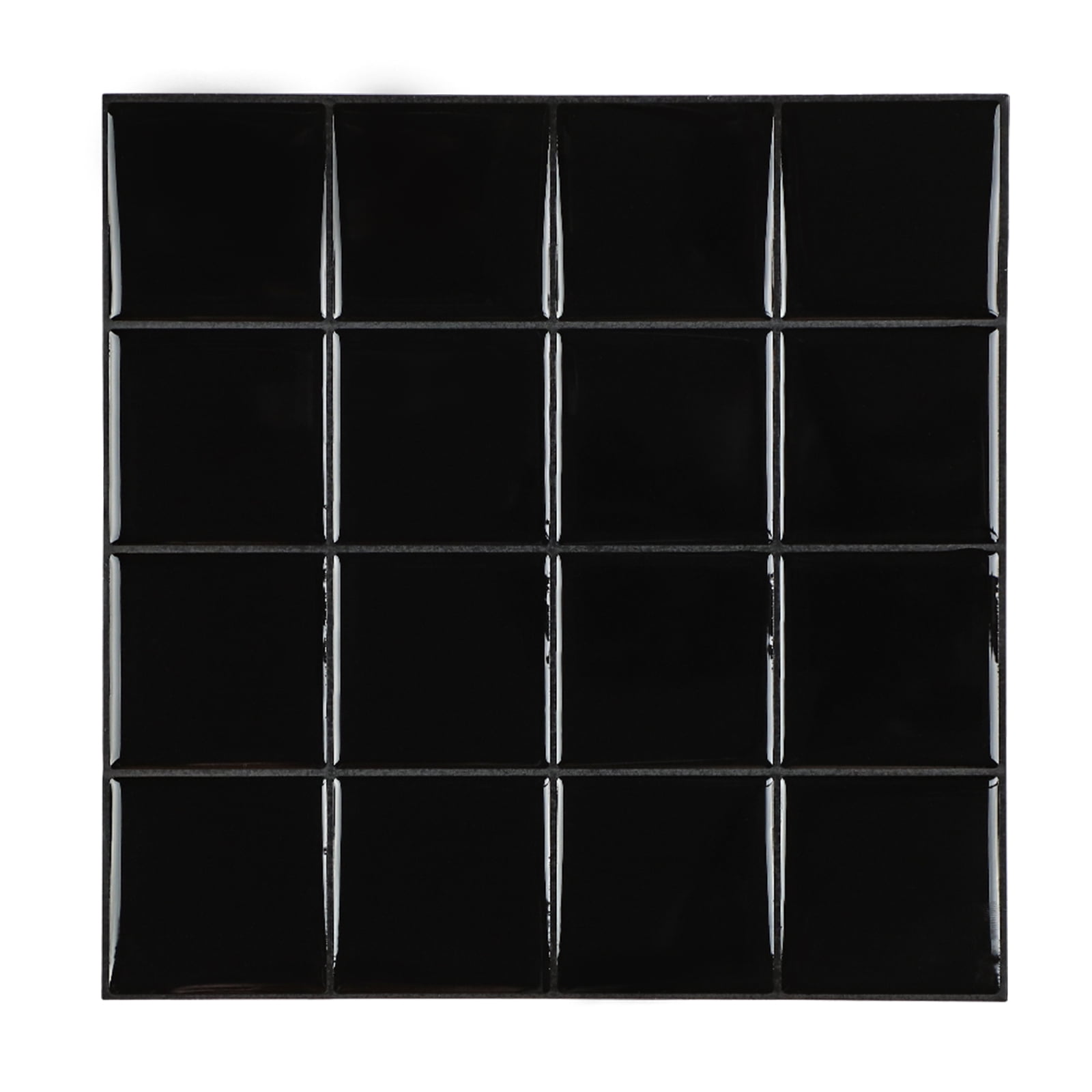 10-Sheet Black Peel and Stick Backsplash Square Tile, 10"x10" Self Adhesive Stick on Wall Tiles Sticker for Kitchen Bathroom Laundry