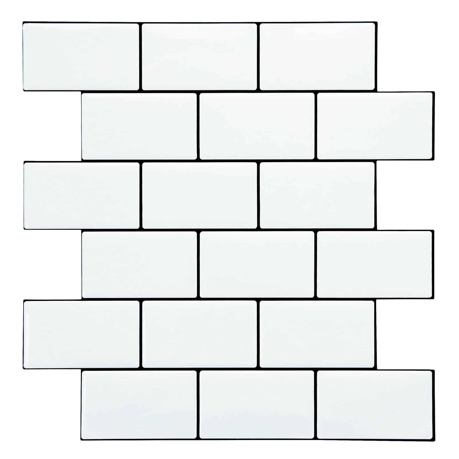 10-Sheet Peel and Stick Backsplash Subway Tile, 12" x 12" Self Adhesive Stick on Wall Tiles for Kitchen Bathroom (White)
