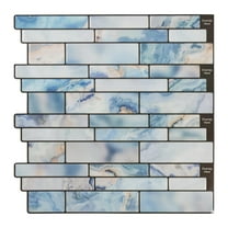 10-Sheet Peel and Stick Backsplash Subway Tile, 12"x12" Blue Marble Stone Design Self Adhesive Wall Tiles for Kitchen Bathroom