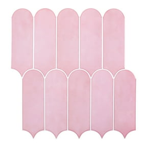 10-Sheet Peel and Stick Backsplash Tile, Self Adhesive Feather Backsplash Wall Tiles for Kitchen Bathroom (Thicker Design, Light Pink)