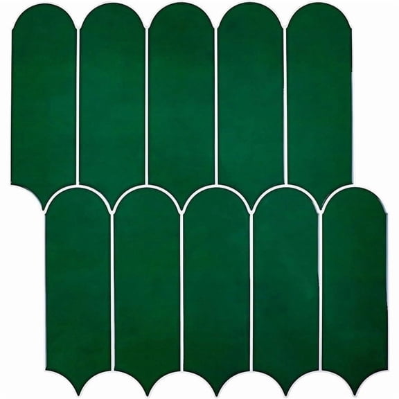 10-Sheet Peel and Stick Backsplash Tile, Self Adhesive Feather Backsplash Wall Tiles for Kitchen Bathroom (Thicker Design, Dark Green)
