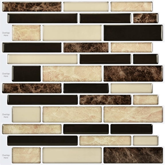 10-Sheet Peel and Stick Backsplash Tile for Kitchen, Back Splash Stick On Tiles for Kitchen Wall (Sand)