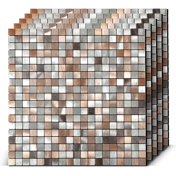 10-Sheet Peel and Stick PVC Mosaic Tiles with Peel and Stick Backing for Kitchens and Bathrooms.