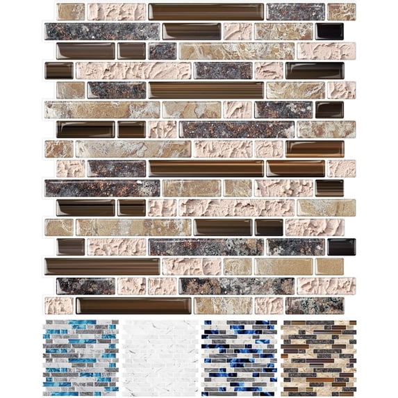 10-Sheet Peel and Stick Wall Tile, Self-Adhesive Kitchen Backsplash in Sandstone (Thicker Design)