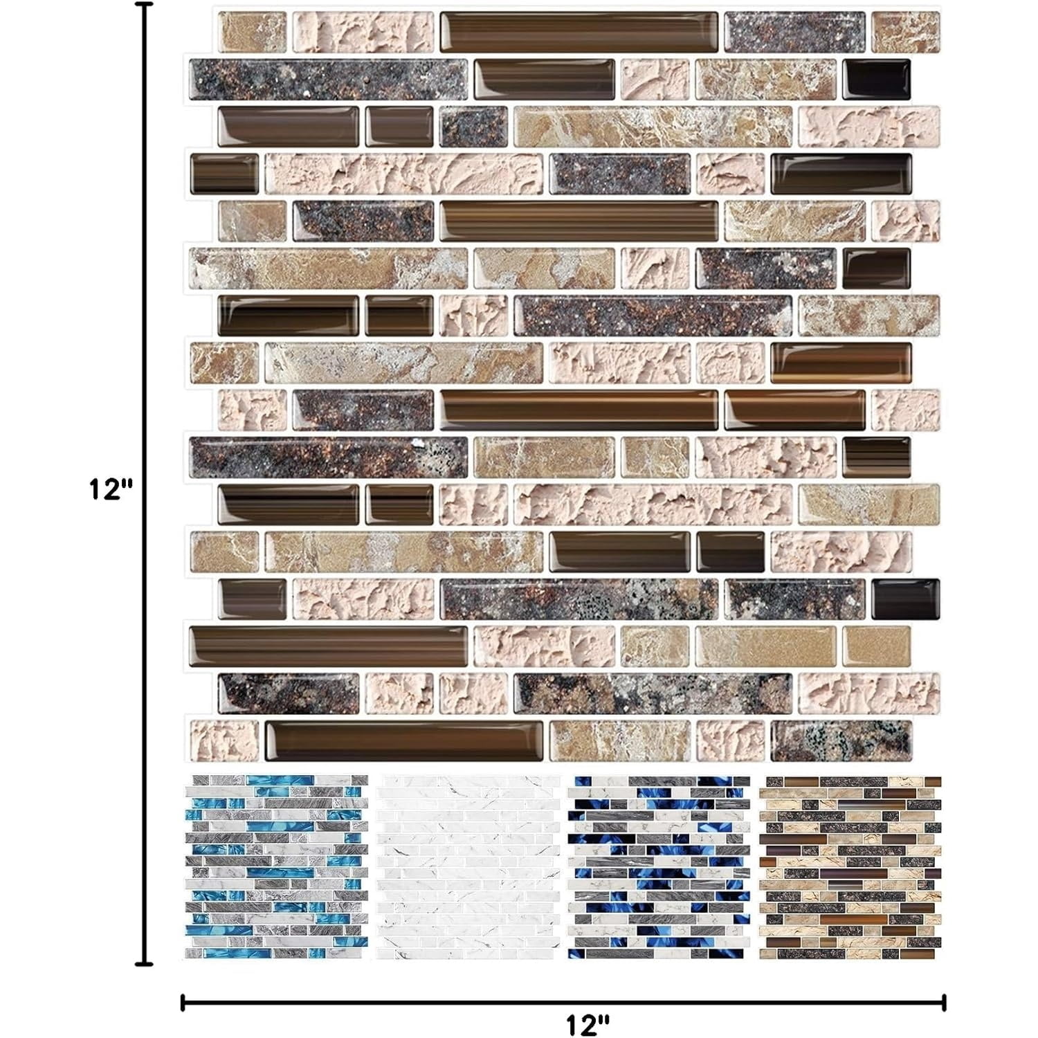 10-Sheet Peel and Stick Wall Tile, Self-Adhesive Kitchen Backsplash in Sandstone (Thicker Design)