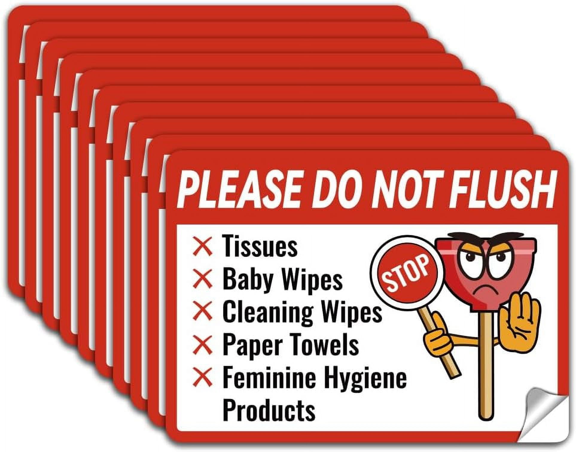 10 Sheet Please Do Not Flush Sign Sticker Self adhesive Do Not Flush