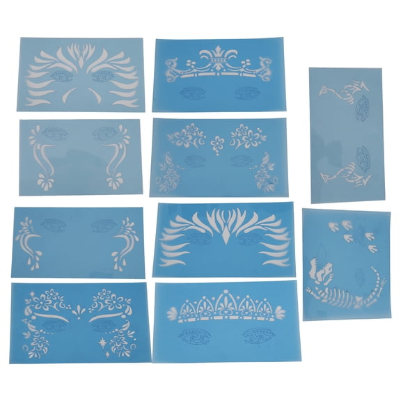 10 Sheet Reusable Face Paint Stencil Set Premium PET Holiday Party Makeup Template for Stage Performance Body Art DIY Crafts 8.27 inches / 21 cm Multi-Functional Art Supplies
