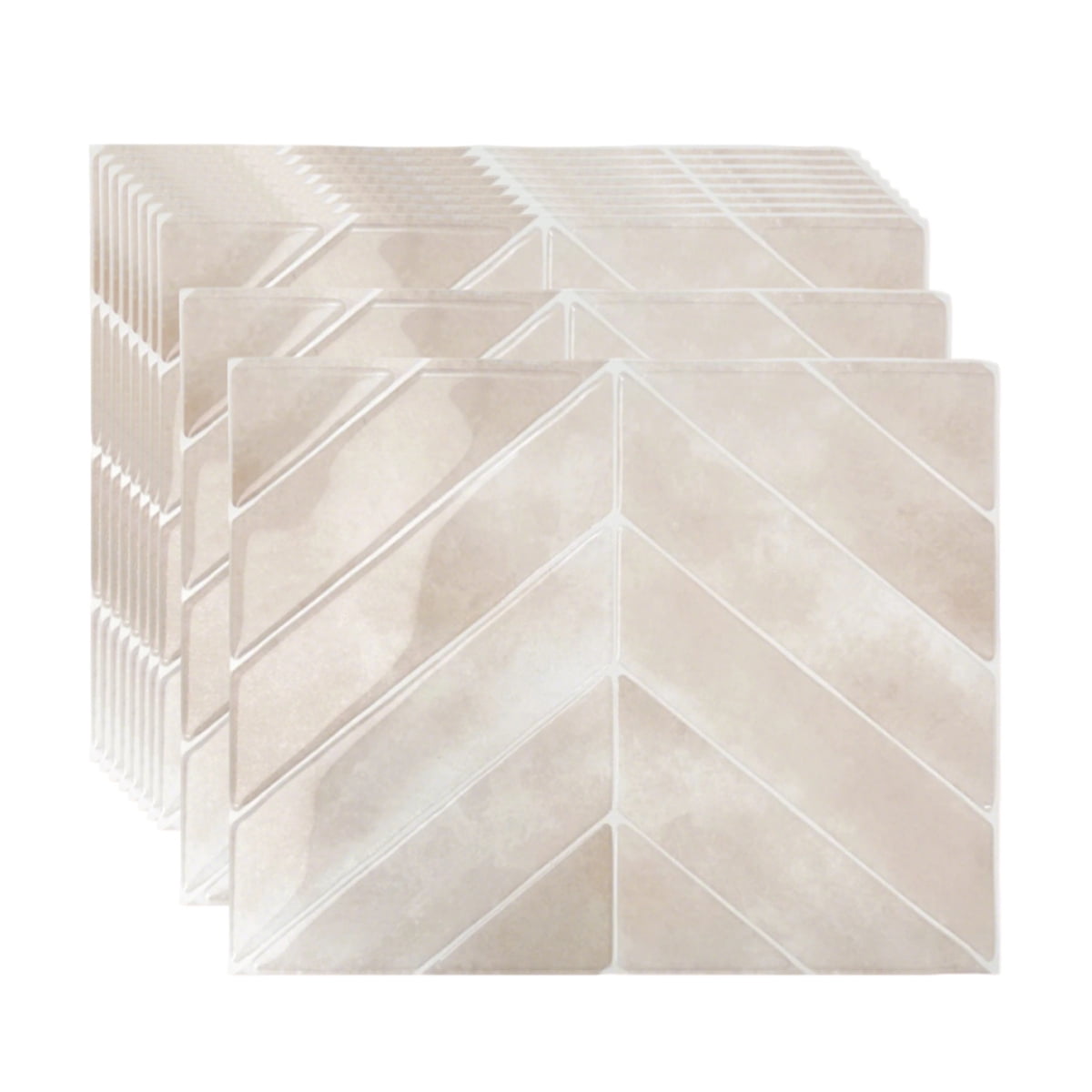 10-Sheet Self-Adhesive Kitchen Tile Backsplash, Dingrich 9x11.4inch 3D Peel and Stick Wall Tile Backsplash Stickers, Wall Decor Stickers for Kitchen, Bedroom, Living Room - Beige