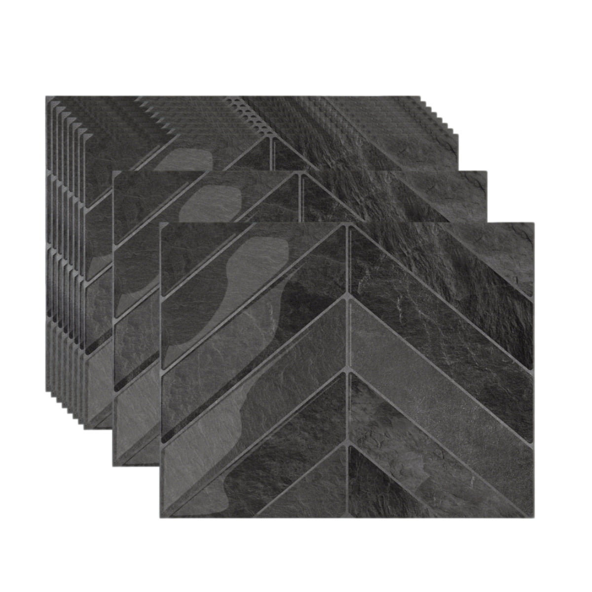 10-Sheet Self-Adhesive Kitchen Tile Backsplash, Dingrich 9x11.4inch 3D Peel and Stick Wall Tile Backsplash Stickers, Wall Decor Stickers for Kitchen, Bedroom, Living Room - Black