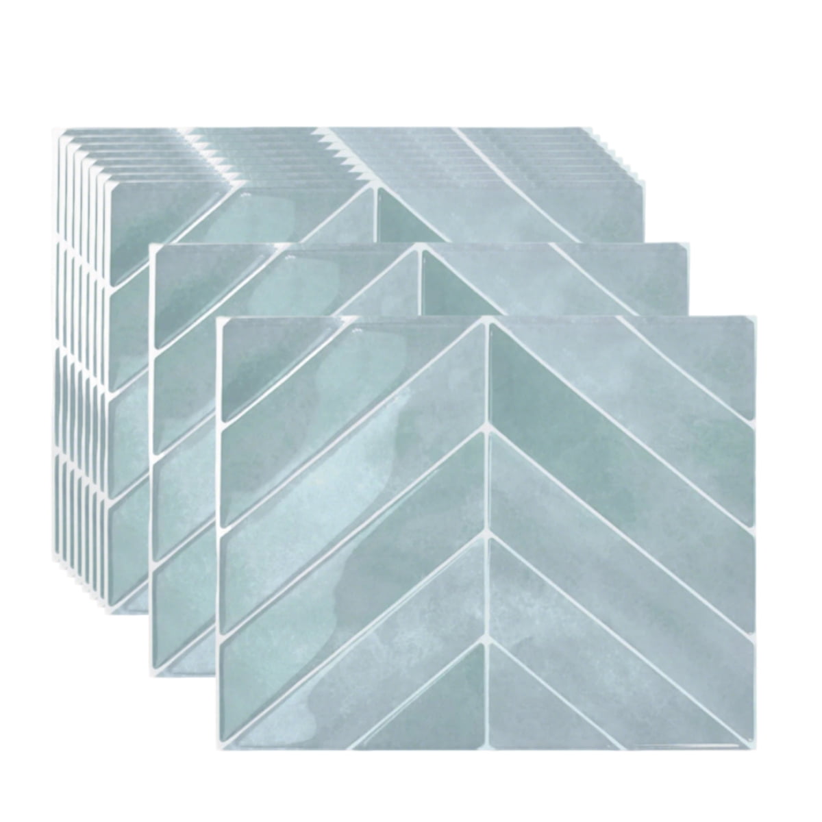 10-Sheet Self-Adhesive Kitchen Tile Backsplash, Dingrich 9x11.4inch 3D Peel and Stick Wall Tile Backsplash Stickers, Wall Decor Stickers for Kitchen, Bedroom, Living Room - Light Blue