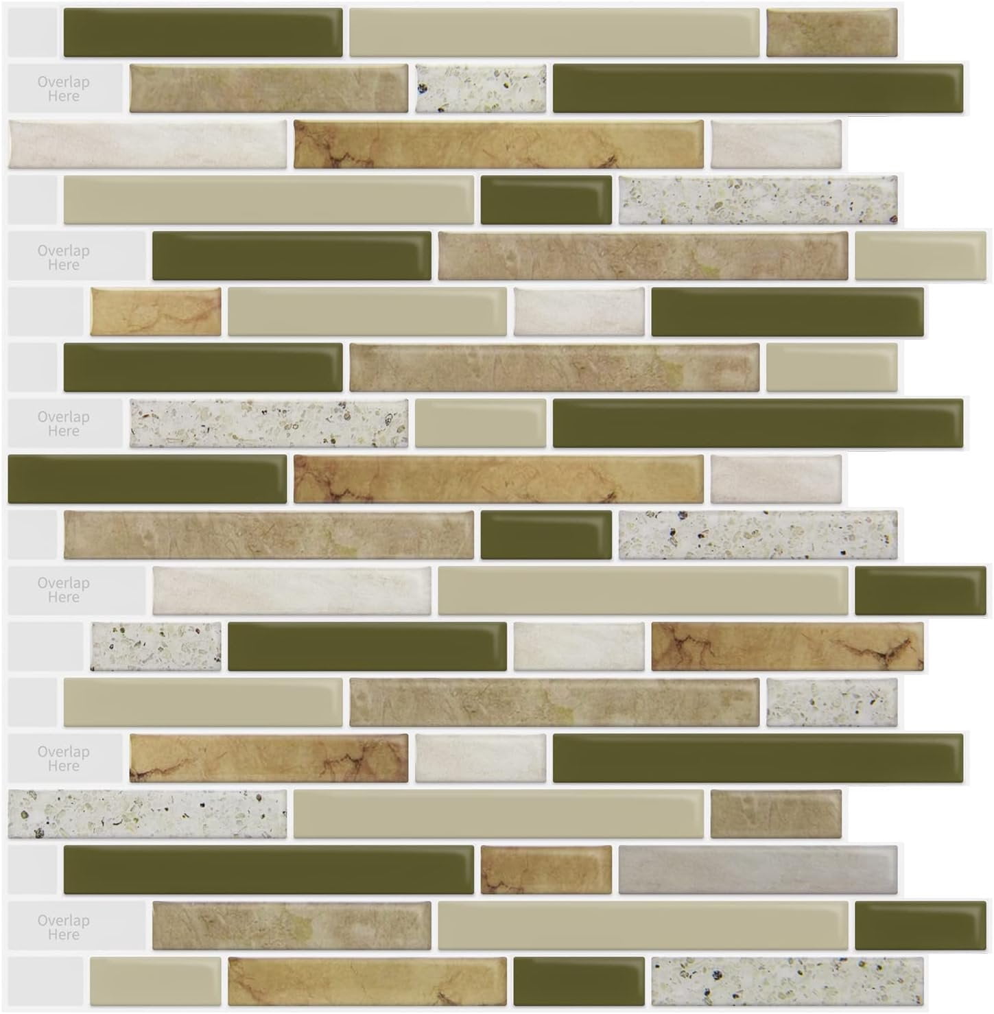 10-Sheet Self-Adhesive Peel and Stick Backsplash for Kitchen, Vinyl Decorative Tiles (Chrysophoron)