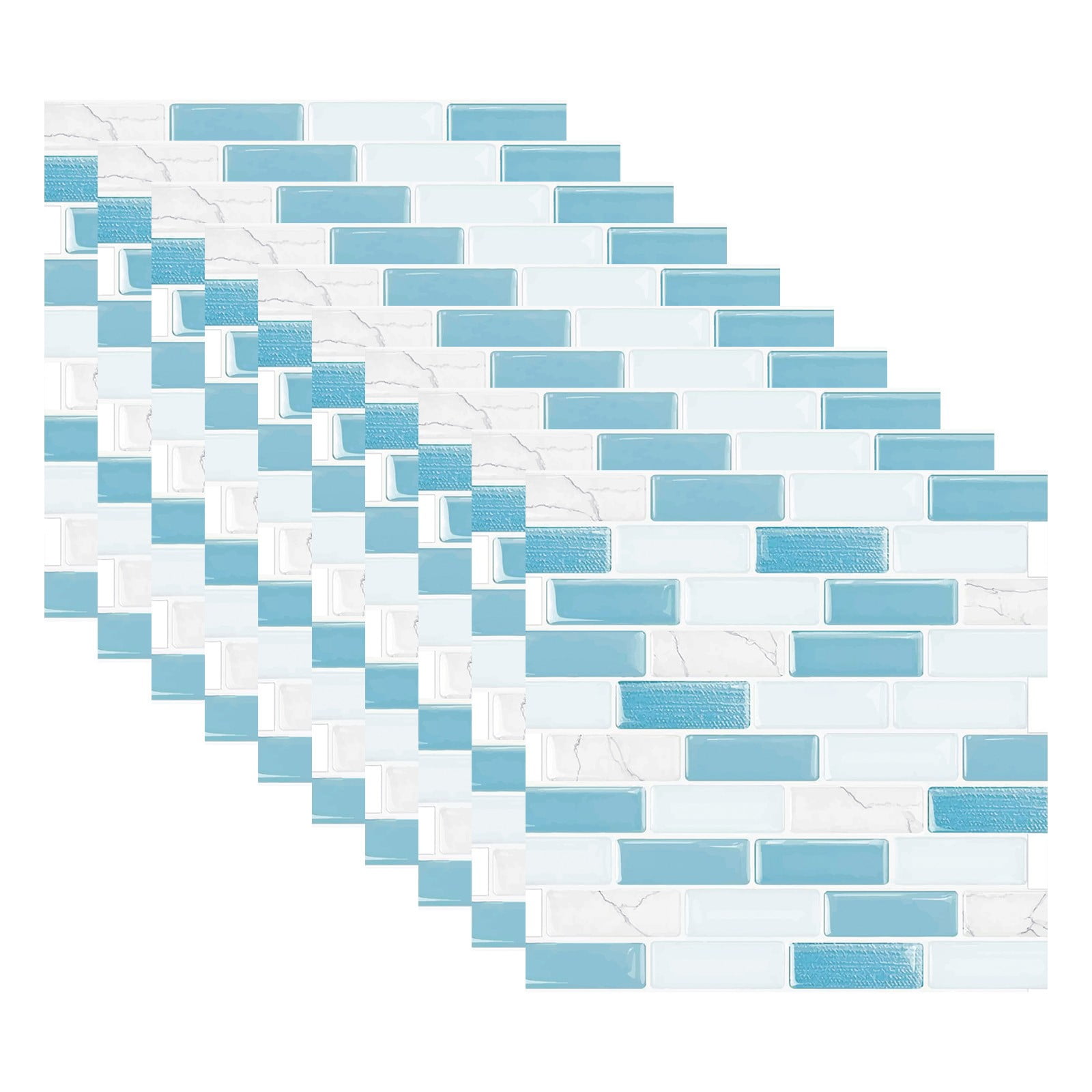 10Sheet Stick On Kitchen Backsplash Tiles, 4"x4" Peel and Stick Self