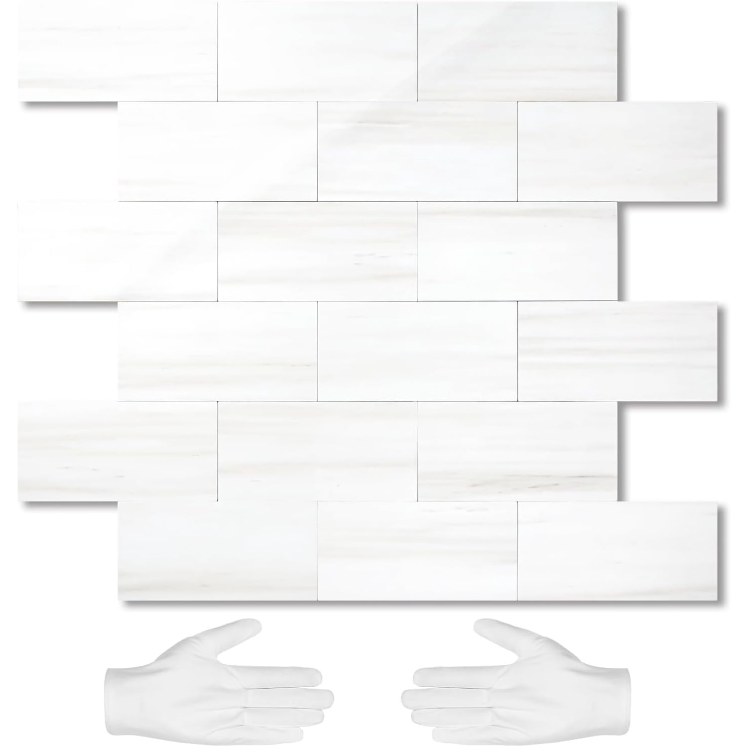 10-Sheet Subway Tile Peel and Stick Wall Tiles, Seamless Design Polished Dolomite Kitchen Backsplash, PVC Stick on Tiles for Kitchen, Bathroom, RV, Fireplace
